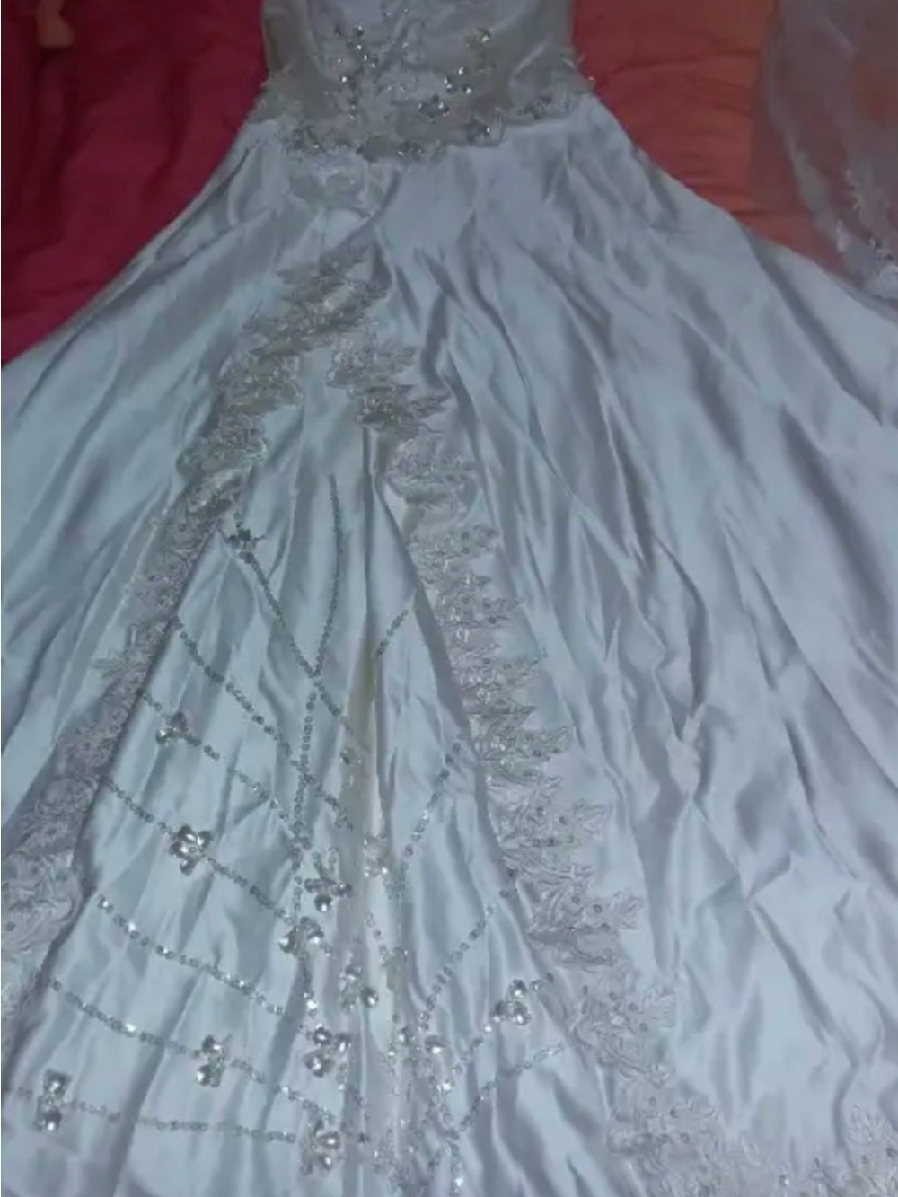 Elegant White Beaded Lace A-Line Wedding Dress